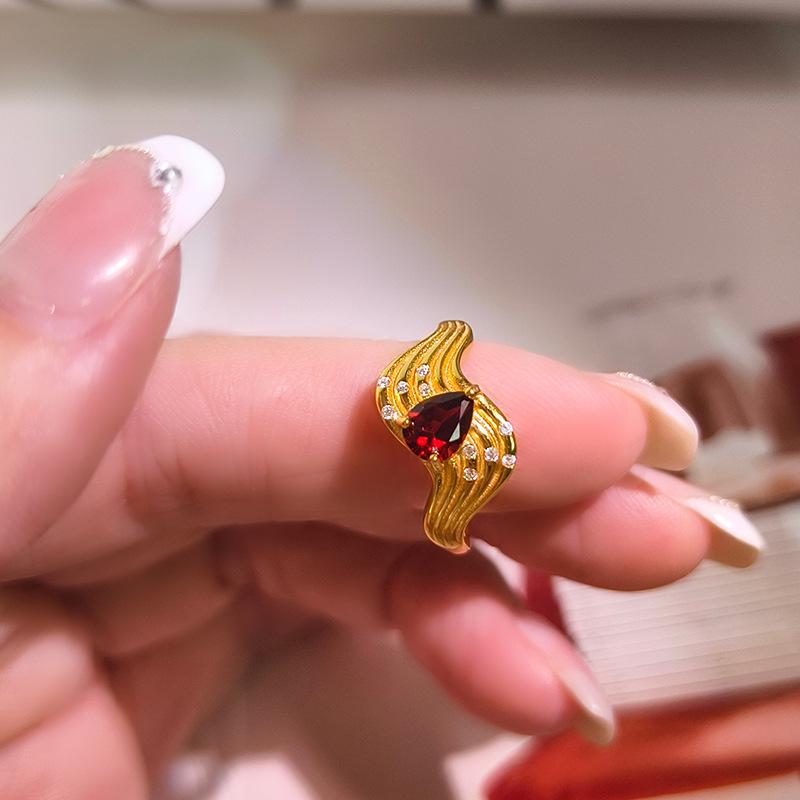 

Natural Gemstone S925 Silver Ring, Twisted Arm Design, Women s Adjustable Fashion Jewelry adjustable open cuff