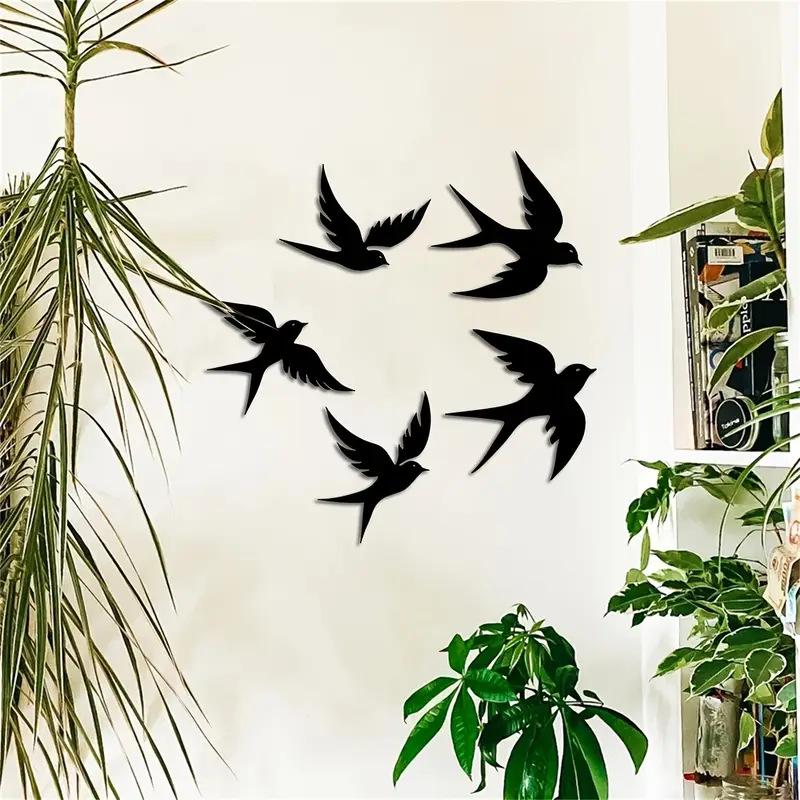 Black Swallow Silhouette Wall Hanging for Indoor/Outdoor Decor in Living Room or Bedroom