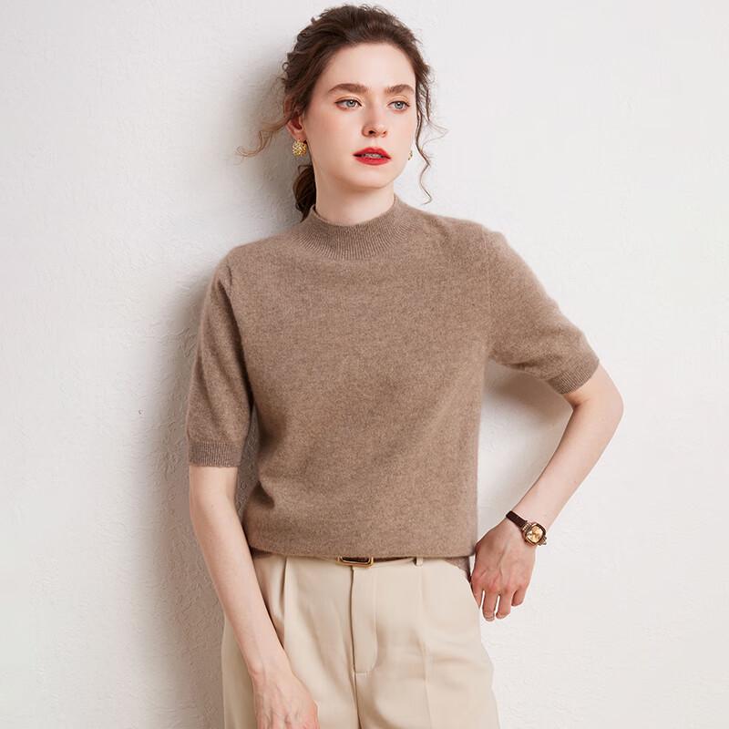 Fanzhen Women's 100% Cashmere Short-Sleeve T-Shirt