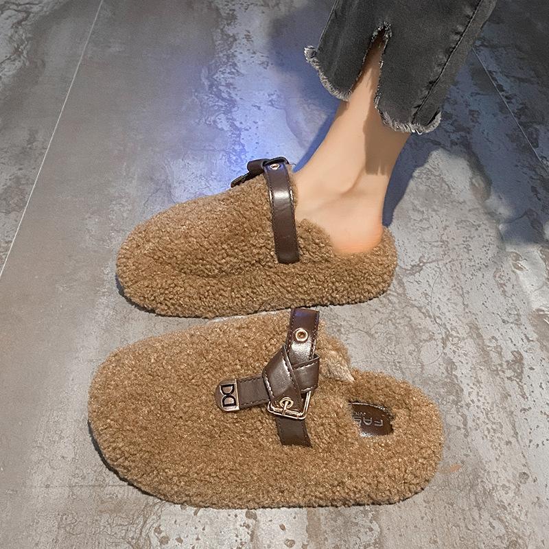 Mao Mao Hausschuhe Damen tragen Internet-Berühmtheiten 2025 Herbst und Winter neu faul vielseitig dicksohlige Taschenkopf warme Baumwollhausschuhe Explosion