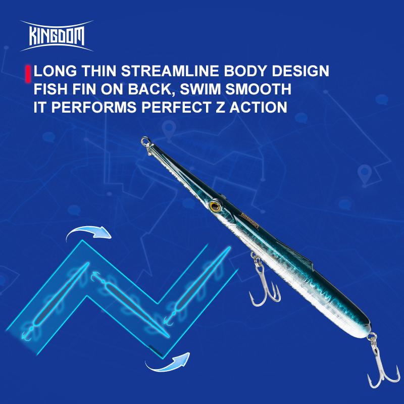 Kingdom Long Casting Pencil Fishing Lure 11g 13g 30g 40g 130mm 205mm Floating & Sinking Stickbait  Bass Saltwater Needle Pencil