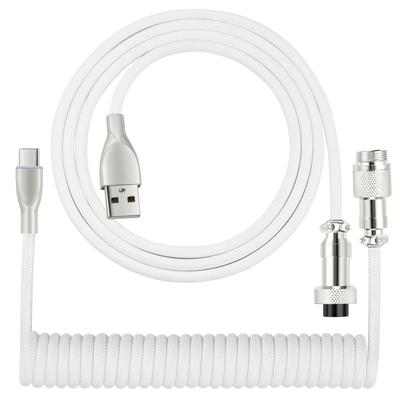 IYUANEPRO USB Type C Keyboard Coiled USB C To USB A Cable for Gaming Braided Detachable Metal Aviator Connector Double Sleeved Keyboard 6 Feet Cable,