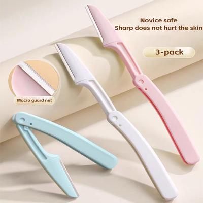 3PCS Taglia Sopracciglia Portatile Sicuro Modellatore Sopracciglia Pieghevole Taglia Sopracciglia Rasoio Lame Rasoio Strumenti per il Trucco da Donna