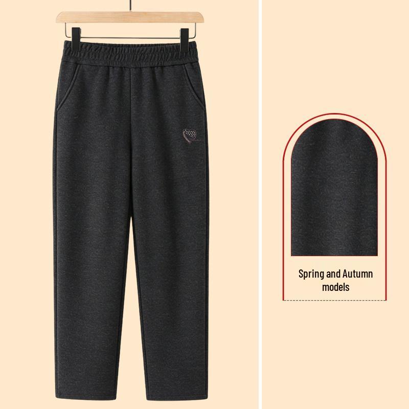 Middle-aged Women's Velvet-Lined Woolen Straight-Leg Pants for Autumn/Winter