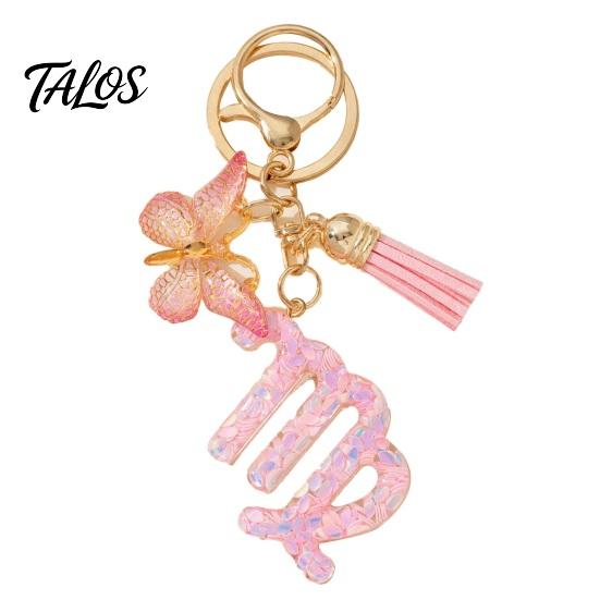 The Zodiac Charm Keychain Pendant, with Butterfly Metal Keyring Tassel, for Handbag Backpack Bag Pendant For Bags