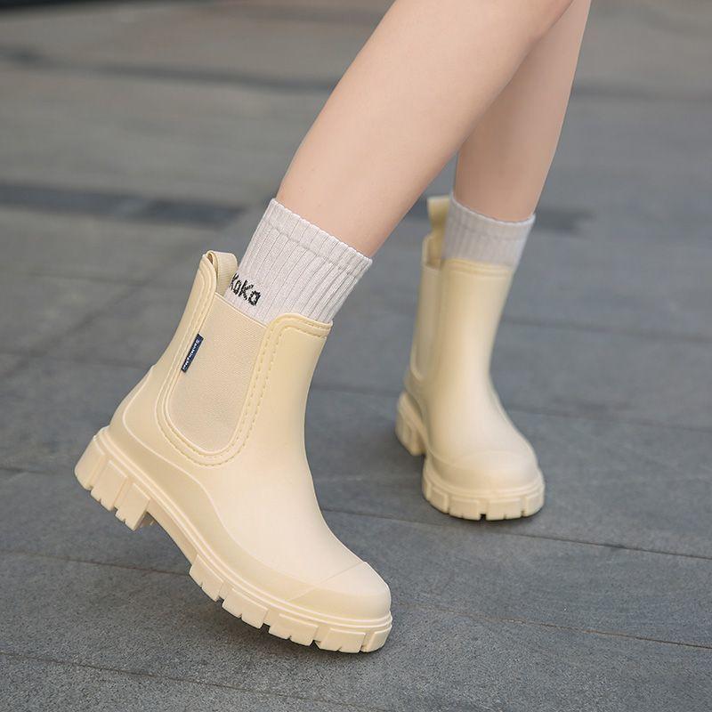 [59% Wiederkaufsrate] Neue Regenschuhe Damen Damenmode ausländischer Stil rutschfest Martin Regenstiefel kurz außen
