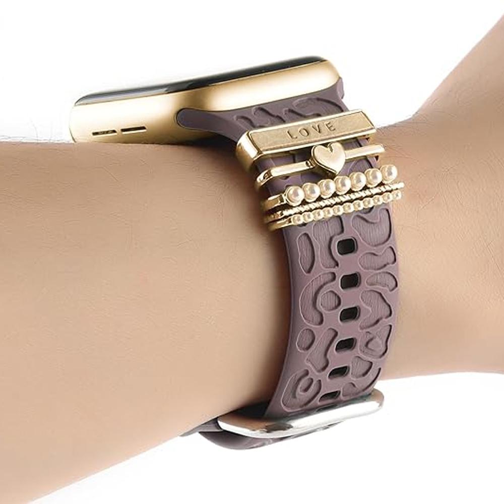 קמעות קישוט לרצועת Apple Watch 11/10/9/Ultra/SE תכשיטי יהלומים צמיד סיליקון לרצועת שעון Samsung Galaxy/Huawei
