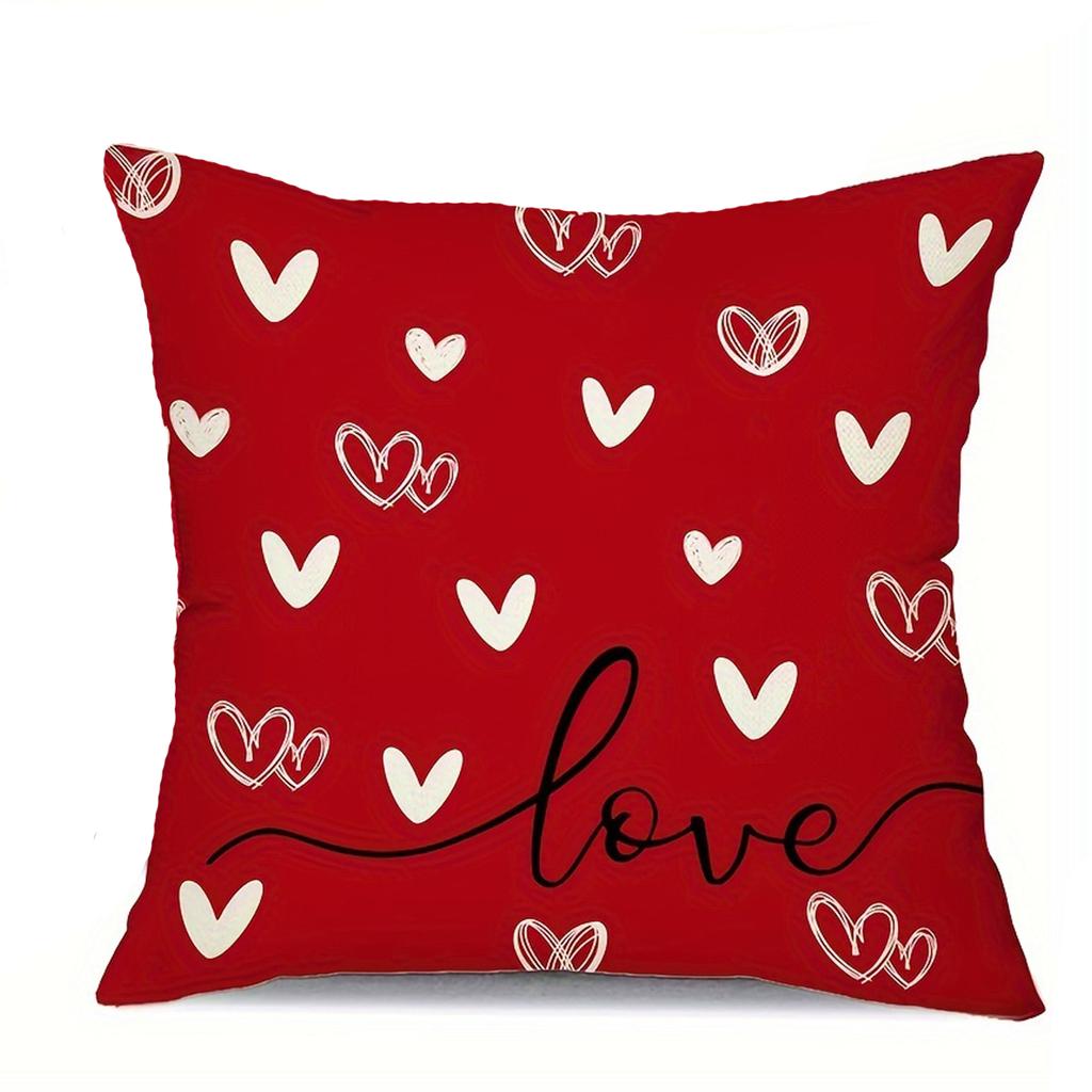 pc D Flat Pillow Not Included Red Heart Love Script Valentine Cushion Cover Plush Romantic Bedroom Decor Gift Case