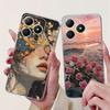 4G Clear For Realme Note 60 Case RMX3933 Luxury Butterfly Love Flowers Cool Lion Painted Phone Case For Realme Note 60X RMX3938