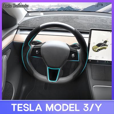 For Tesla Model 3 Y 2017-2023 Carbon Fiber Steering Wheel Cover Steer Wheel Cover Protector Interior Accessories