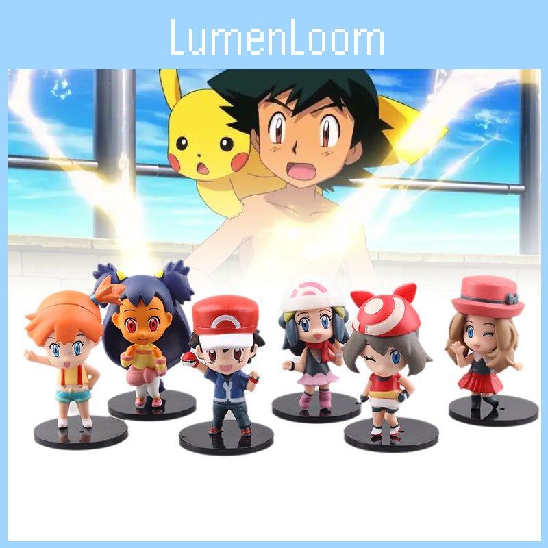 Charming Pvc Anime Figurines Set Of Six Including Ash Misty And Adorable Pet Models