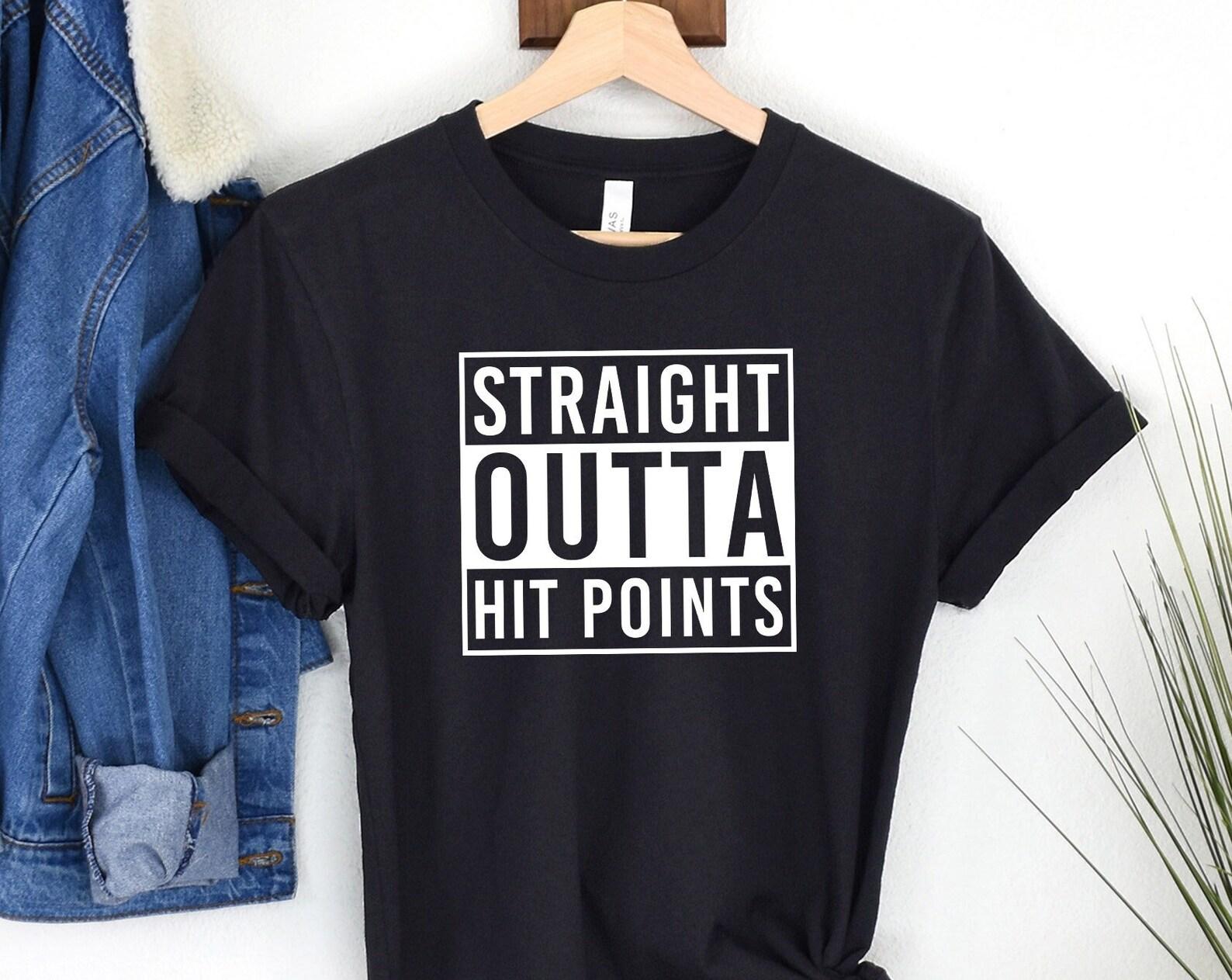 Straight Outta Hit Points T-Shirt: Funny RPG Gamer Tee 4XL