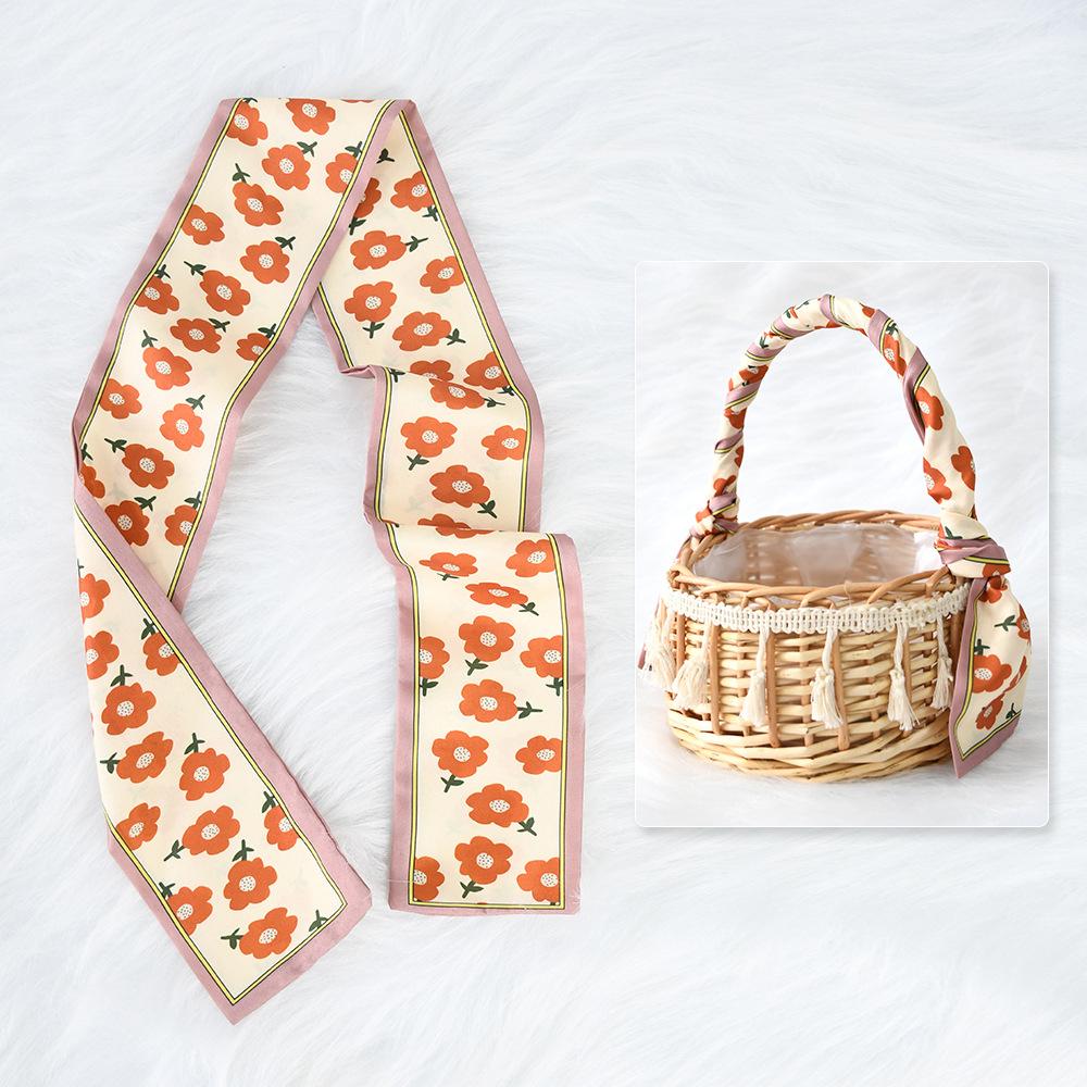 Sommer Luxus Design Damen Seidenband Schal Handtaschengriff Wickelband Tasche Band Schal Damen Mädchen Kopf Haar Handgelenk Band Schal