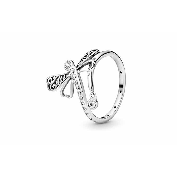 Pandora Dreamy Dragonfly 925 Silver Ring Women rings 197093CZ 50