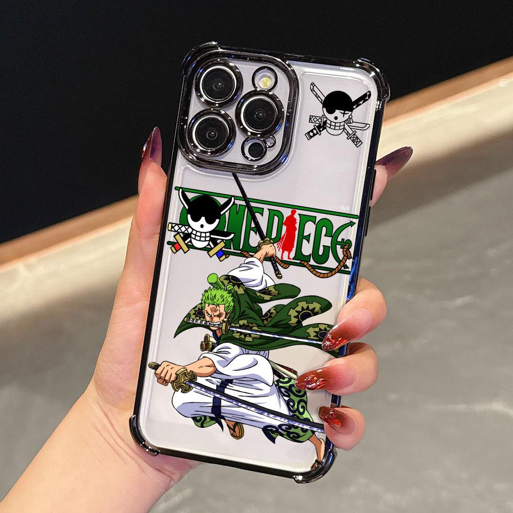 Anime Cool LuffyS ZoroS Ones Pieces Plating Phone Case For iPhone 17 17e 16e 16 15 14 13 12 11 Pro Max Mini Air Plus Anti-Fall