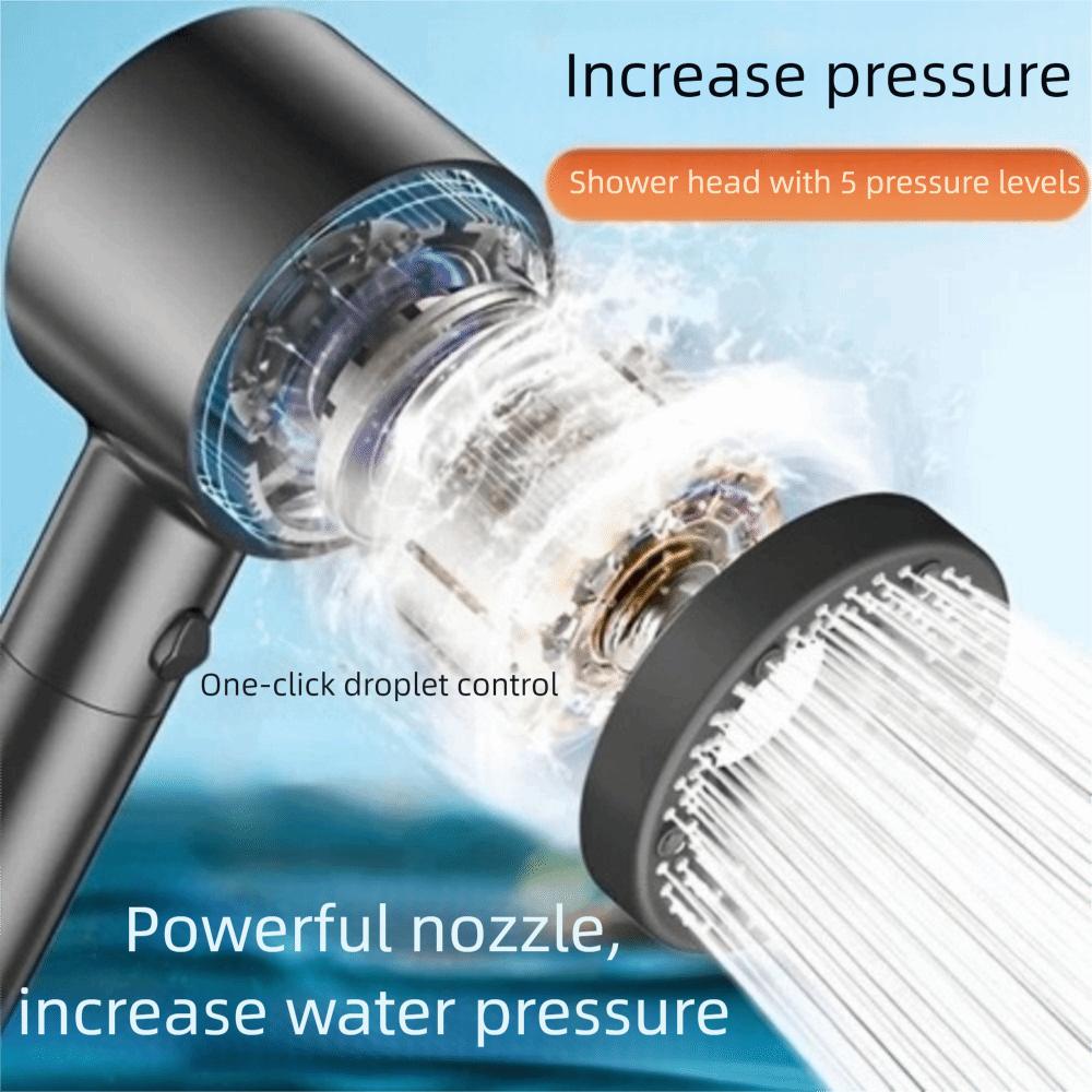 5 Modes Shower Head Set One-Key Stop High Pressure Filter Showerhead Water Saving Detachable Pressurized Shower Head
