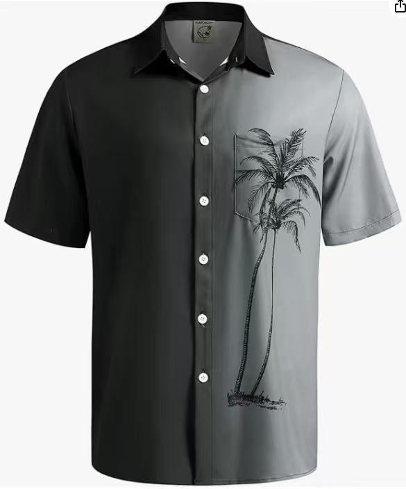 Summer Men's Beach Shirt Printed Hawaiian Short Sleeve Flower Shirt Boys