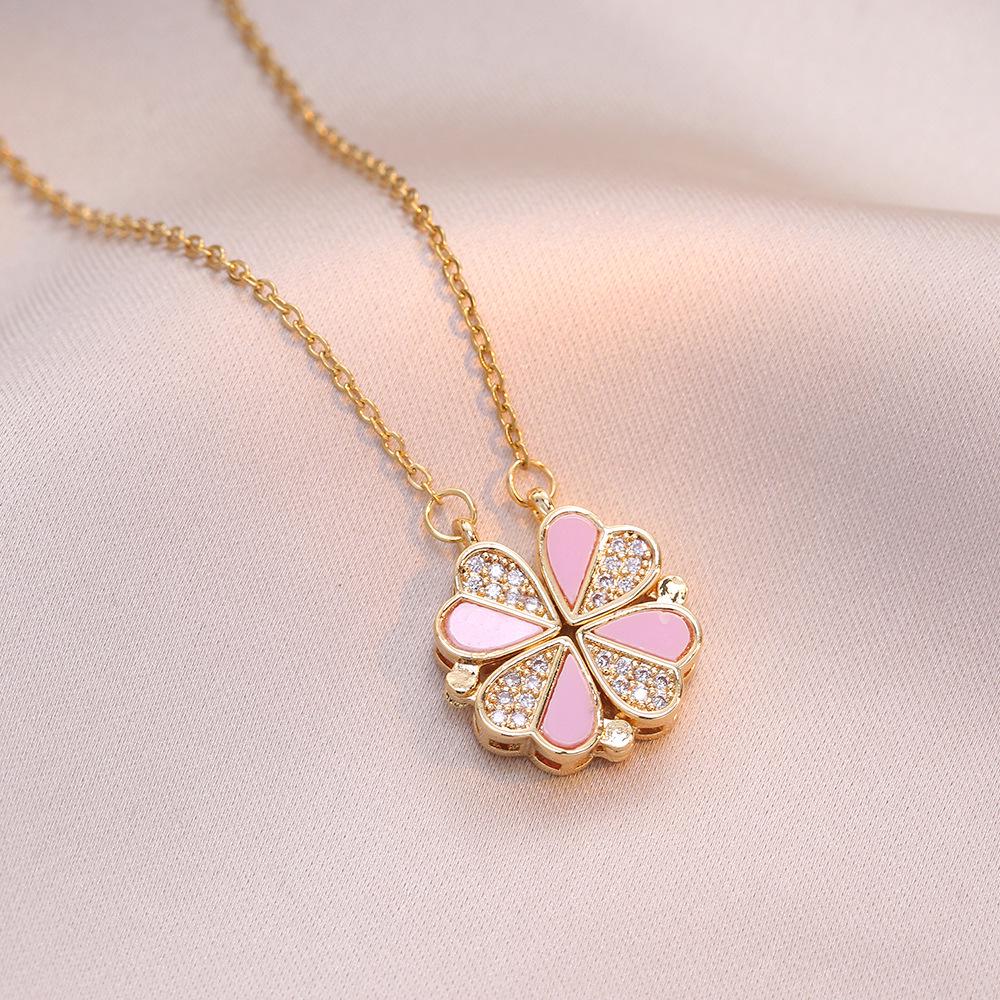 Heart-to-Heart Openable Four-Leaf Clover Necklace - High-End Light Luxury Clavicle Chain