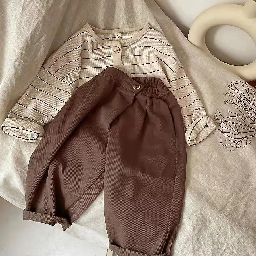 Children's Spring and Fall Striped Bottoming Shirt Middle and Small Children Loose Cute and Comfortable Tops