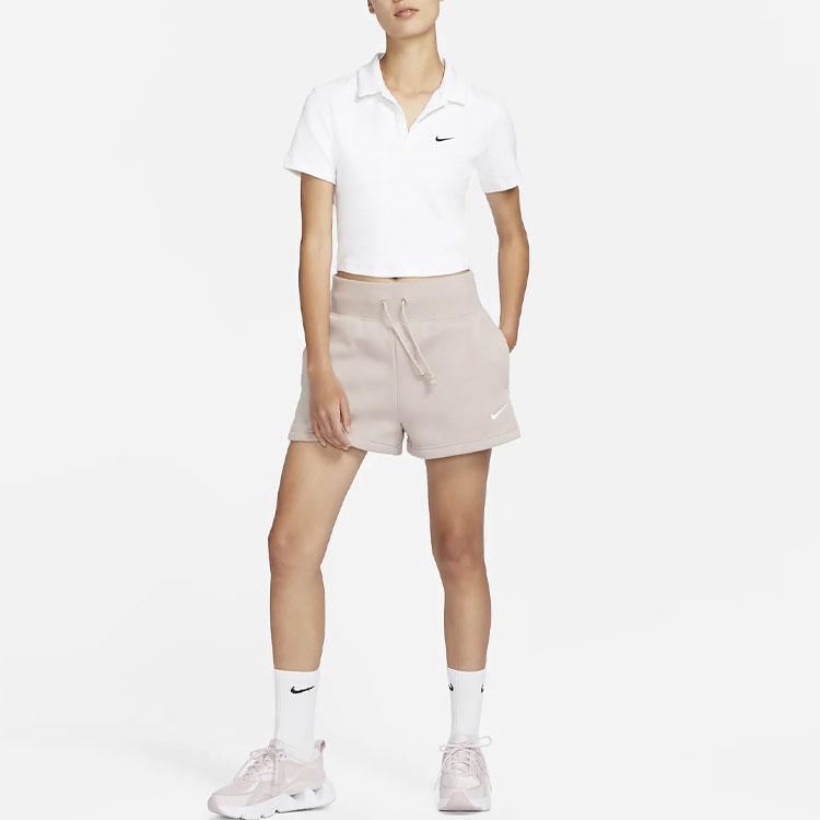 Nike Solid Color Logo Polo Shirt Short Sleeve Women Tops White DV7885-100