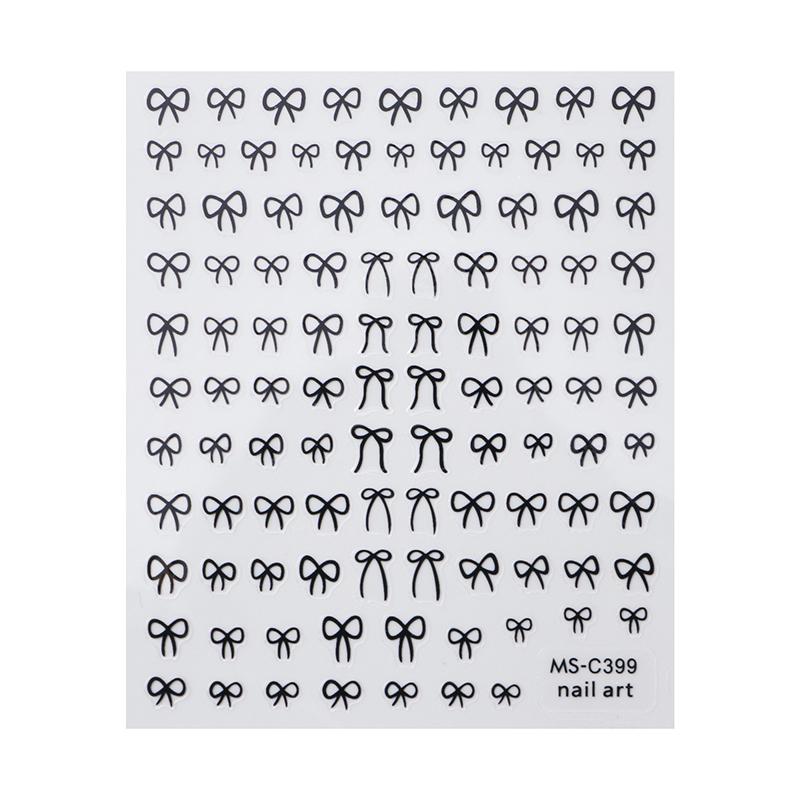 

Сяючі білі стрічки з бантом Наклейки для нігтів 3D дизайн нігтів Декоративні наклейки Стрічка з бантом Наклейки для манікюру своїми руками чорний