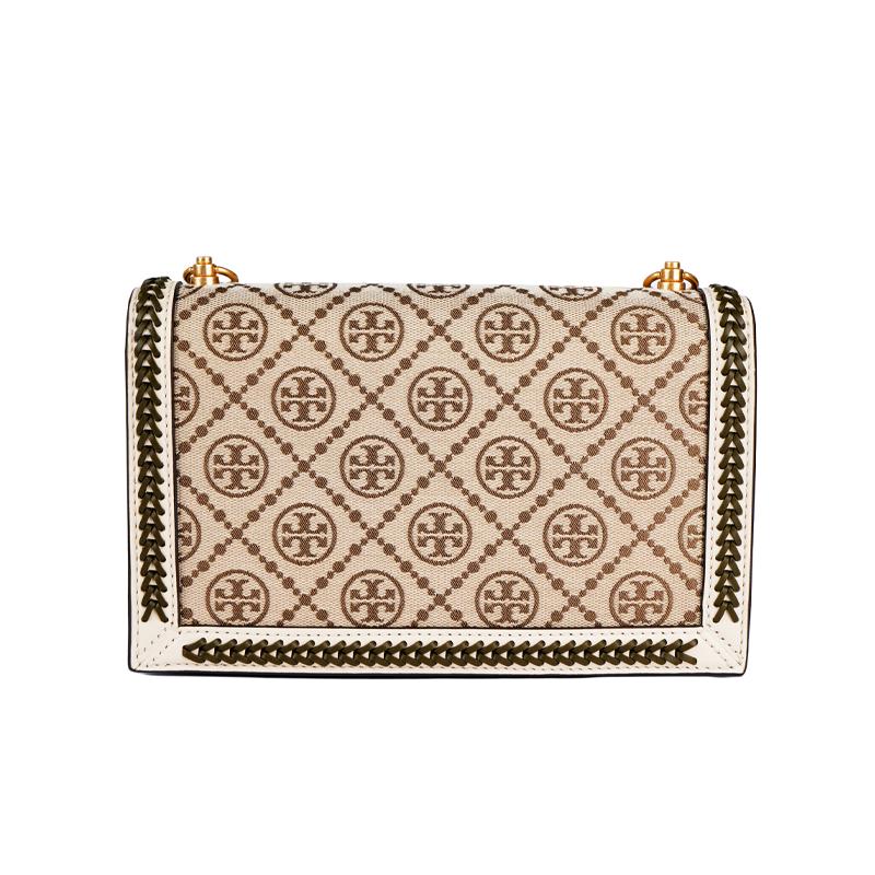 Tory Burch T Monogram 3D Floral Decoration Canvas And Genuine Leather Mini Shoulder Crossbody Bag Women Bags Beige 88976-371