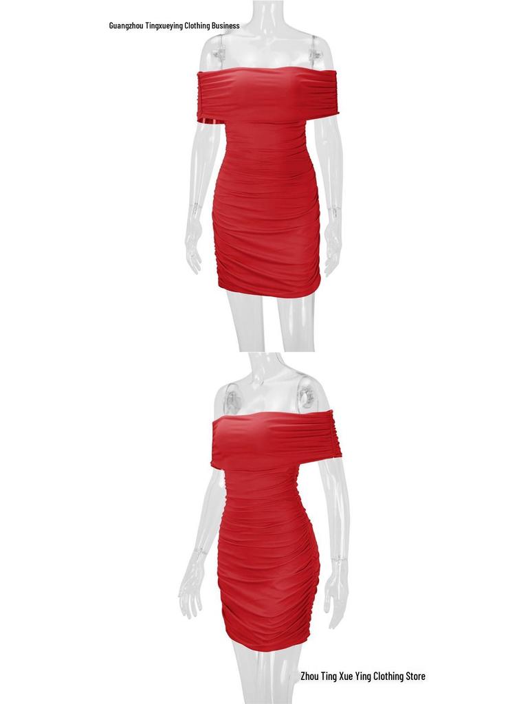 European & American Sexy One-Shoulder Bodycon Sheath Dress for Women