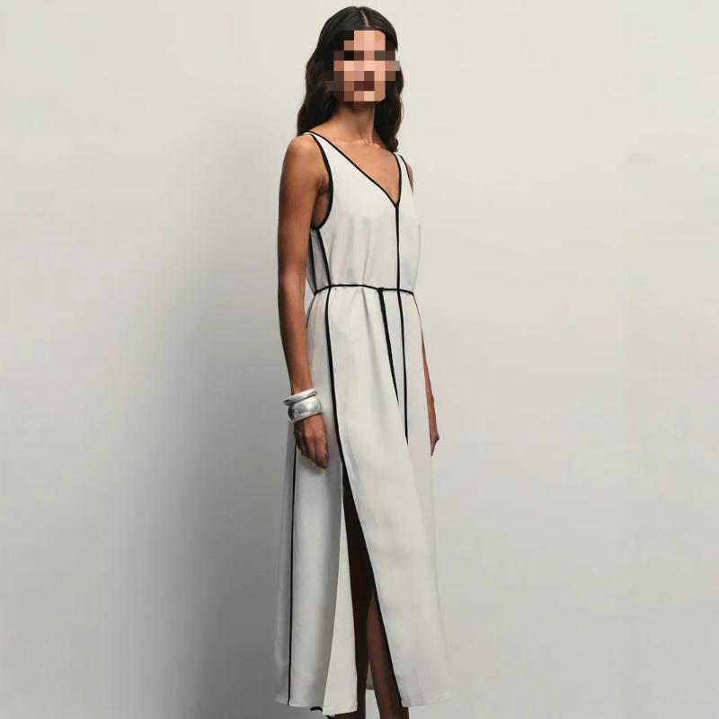 European and American summer A-line vest U-neck one-step skirt