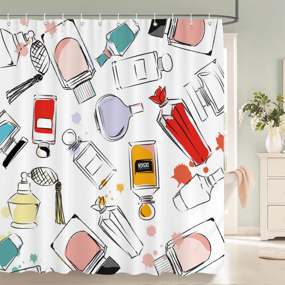 Romantic Pink 3D Shower Curtains Girls Bath Printing Bathroom Shower Curtain Waterproof Polyester Fabric Bath Curtain Decoration