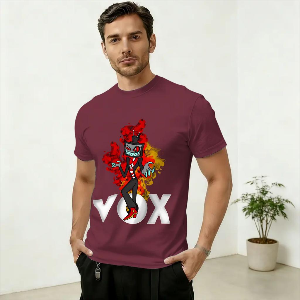 Unisex's Hazbins Hoteling Vox Solo Metal T Shirts  Pure Cotton Tops Novelty Short Sleeve Crew Neck Tee Shirt Printed T-Shirt