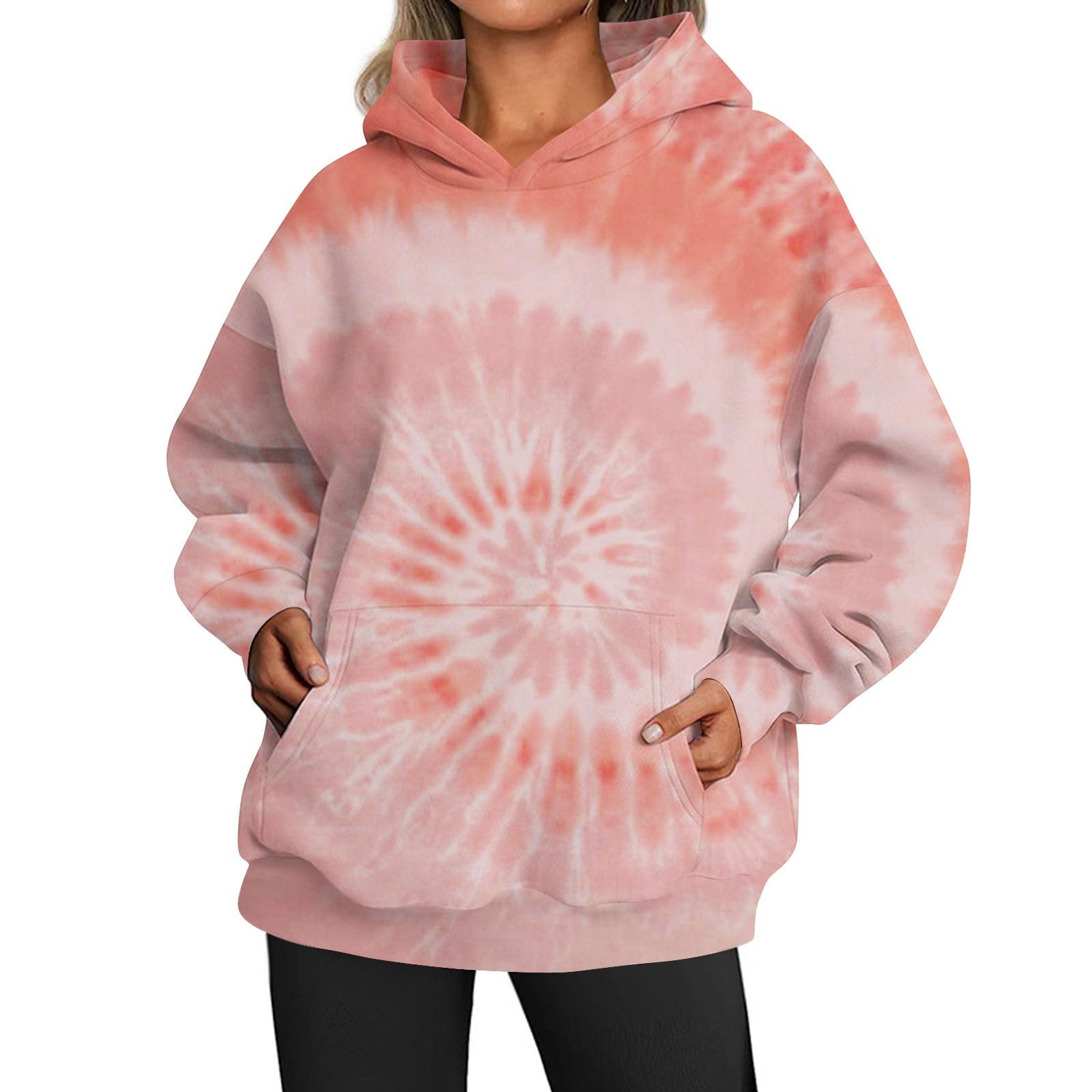 

Женская мода повседневная универсальная повседневная толстовка с длинным рукавом с градиентным принтом сверху M оранжевый