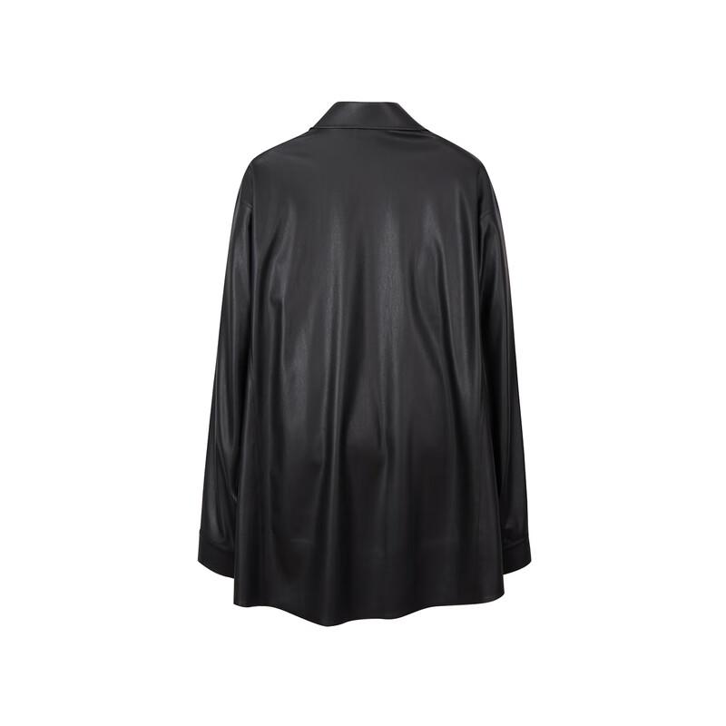 LESS 2024 Autumn Stand Collar Faux Leather Jacket