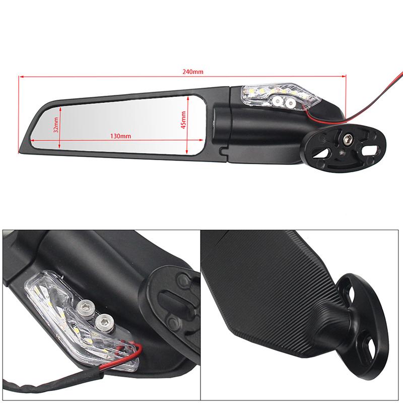 2pcs Universal Motorcycle Mirrors Modified Wind Wing Adjustable Rotating Rearview Mirror for Kawasaki Yamaha Honda Ducati