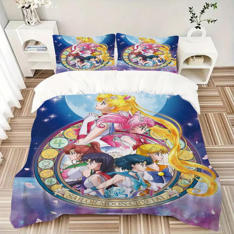 Set Biancheria da Letto Sailor Moon Crystal Copripiumino Regalo per Camera da Letto, Include 1 Copripiumino e 2 Federe, Senza ImbottituraB370