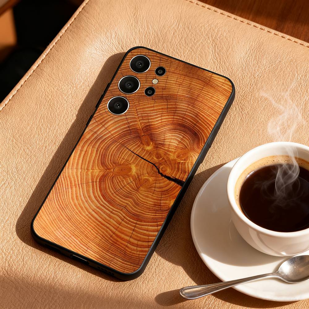 N-Natural W-Wood G-Grain Art Phone Case For Samsung S26,S25,S24,S21,S22,S23,S30,Ultra,S20,FE,Lite,10,9,Black Cover