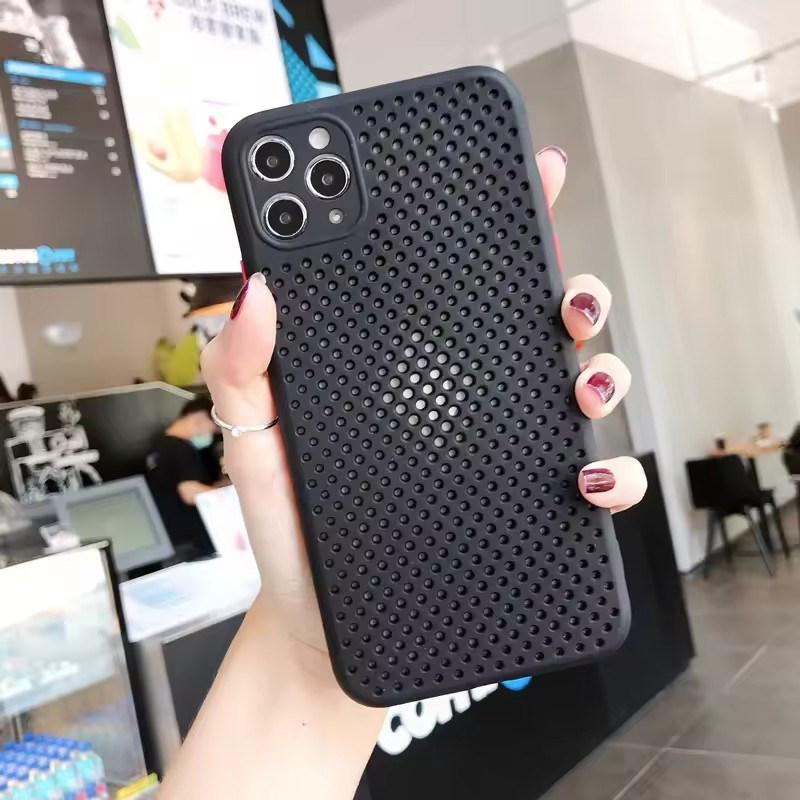 

Дышащий охлаждающий чехол для отвода тепла для iPhone17 16 15 14 13 12 11 Pro Max Mini XR XS Max X 8 7 Plus SE 2020 Мягкий ТПУ Однотонный чехол iPhone 15 чёрный