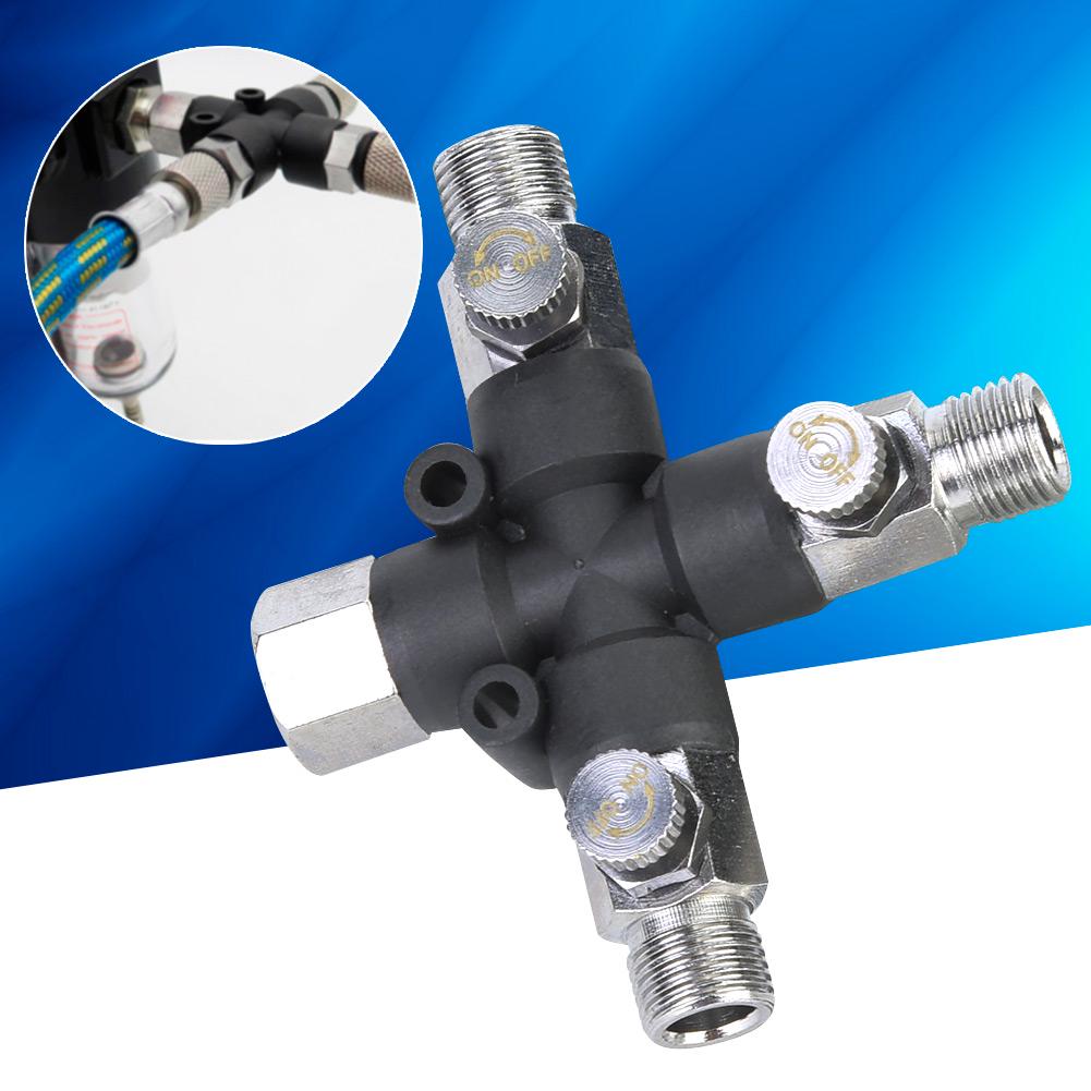 1 8 Three Way Adjustable Metal Air Hose Splitter Airbrush Fitting Connecting Accessories