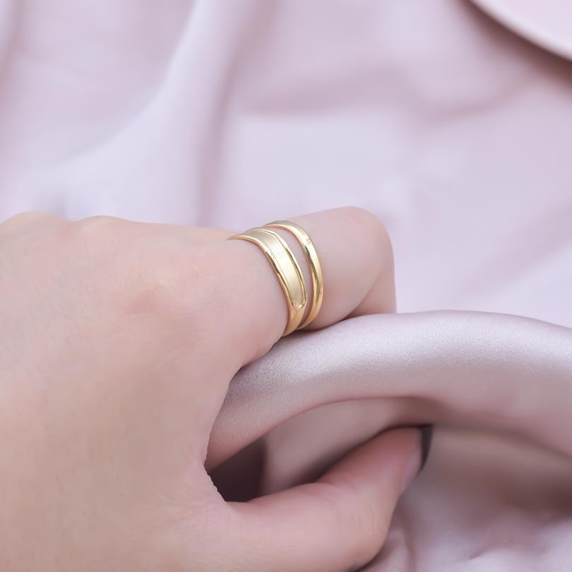 Different Thickness Two Layered Open Adjustable Ring Simple Fashion Jewelry Stainless Steel Rings For Women Men Accessories Gift