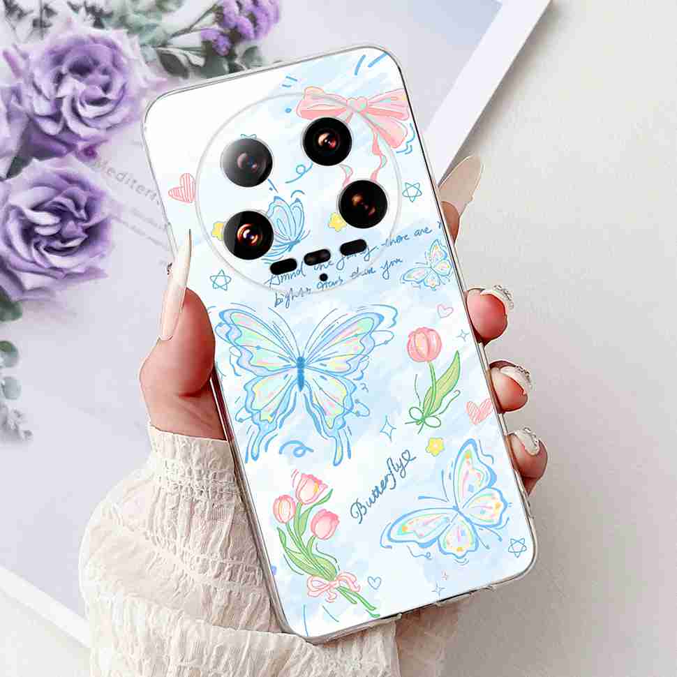 Case For Xiaomi 14 Ultra Butterfly Silicone Soft Phone Cover For Xiaomi Mi 14 Mi14 Ultra Shockproof Back Fundas Xiaomi 14Ultra