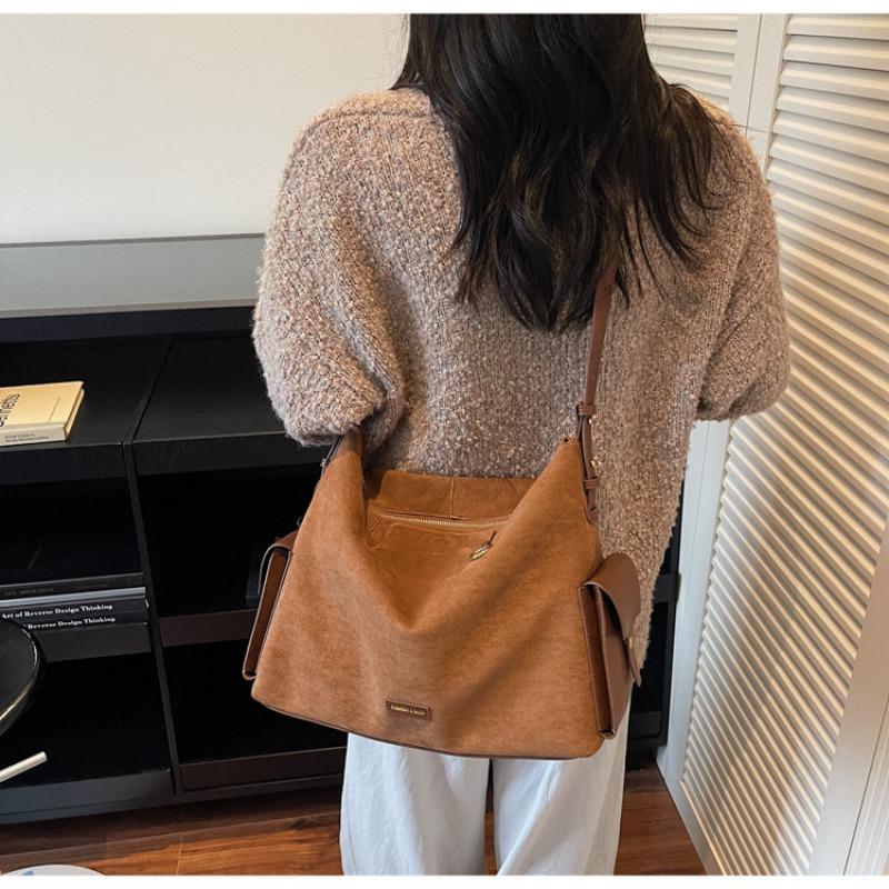 Frosted Retro Bag Women's Large Capacity Autumn and Winter Niche Design Shoulder Messenger Bag Commuter Tote Bag