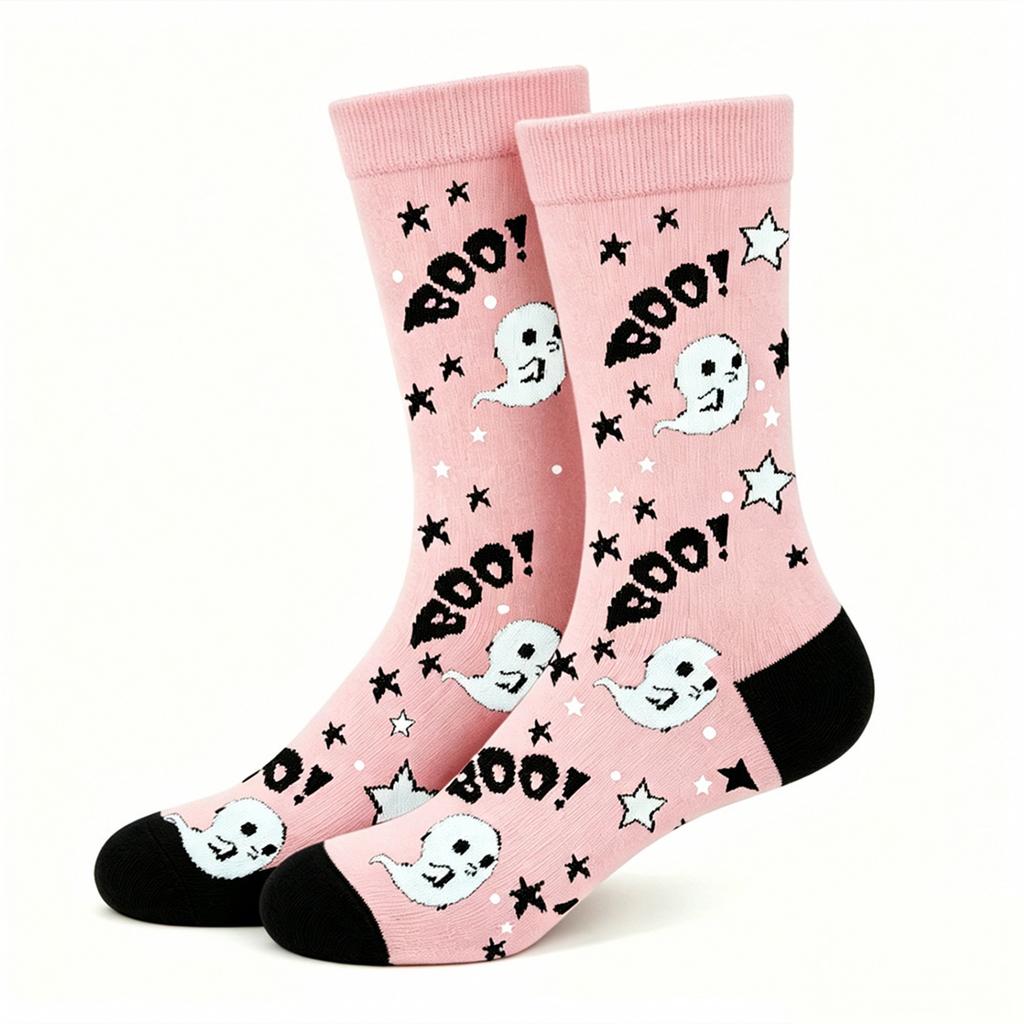 Halloween Socks for Men and Women with Pumpkin and Pattern, Mid Calf Length