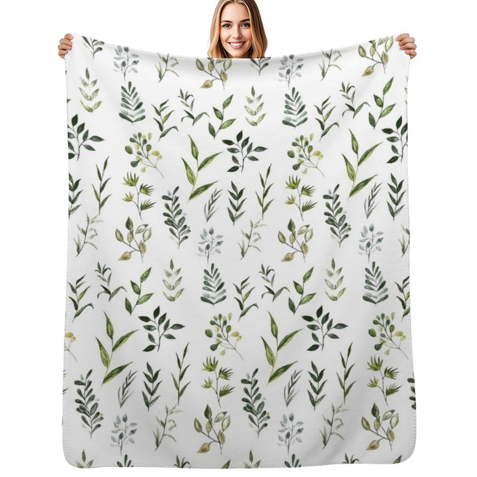 

Watercolor Greenery Throw Blanket Stylish Couch Blanket for Home Living Room 102x76cm(40x30in)