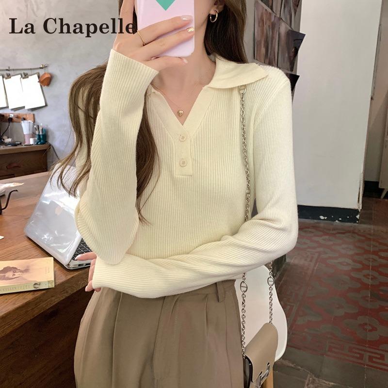 Autumn style polo collar long-sleeved knitted bottoming shirt women's spring and autumn new slim collar inner sweater