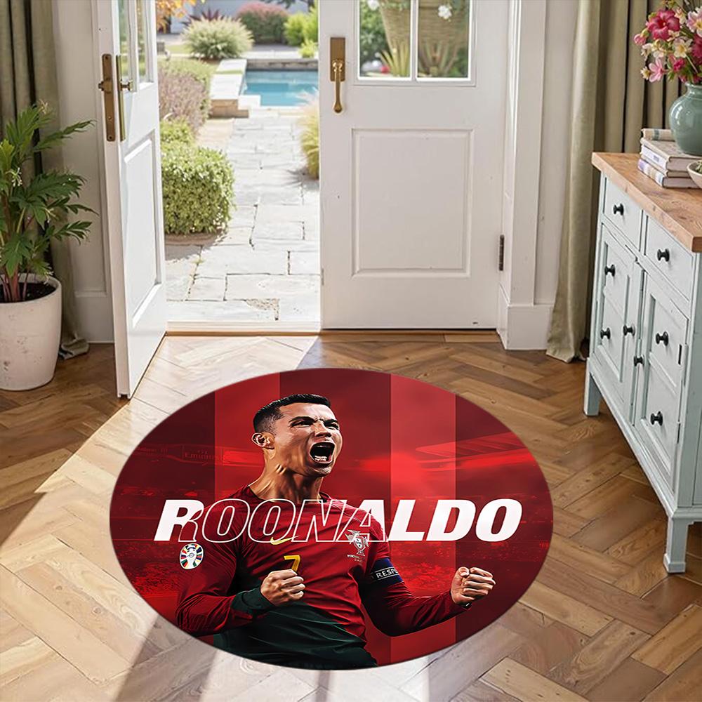 Ronaldo's Round Floor Mat Design for Balcony Bedrooms Kitchen Dormitory Antislip Round Carpet Office home decor Spiritual Gift