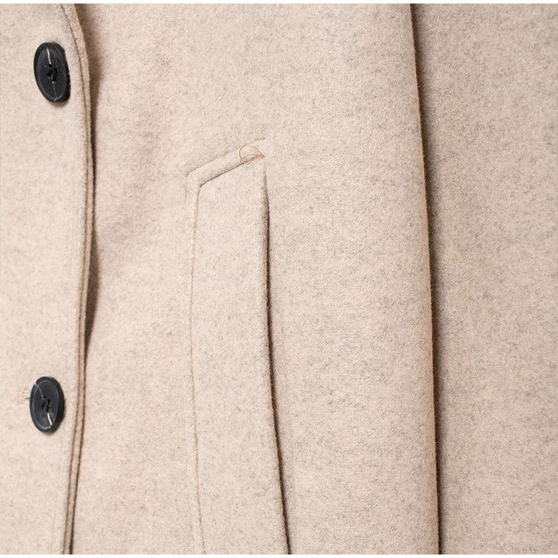 Žena Podzim Zima Teplé Dlouhé oblečení Elegantní Ženy Jednobarevné Kapsy s dlouhým rukávem Dvojřadý falešný vlněný kabát