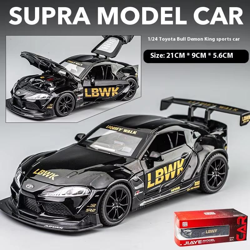 Toyota Supra Rennwagenmodell aus Legierung im Maßstab 1/22, Druckguss, Ton und Licht, Pullback-Soundeffekt, Dekoration, Sammlung, Ornamente, Geschenk für Jungen
