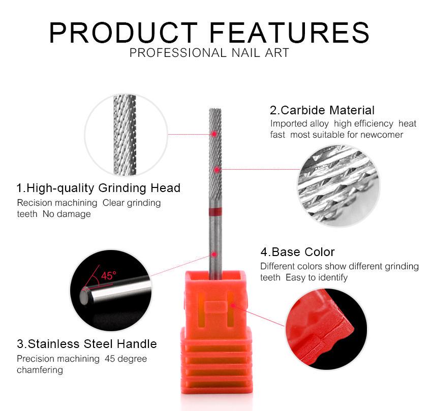 kads Alloy Nail Drill Bit Nail Milling Cutter Drill Manicure Nails Professional Drill Electric for Pedicure Tools