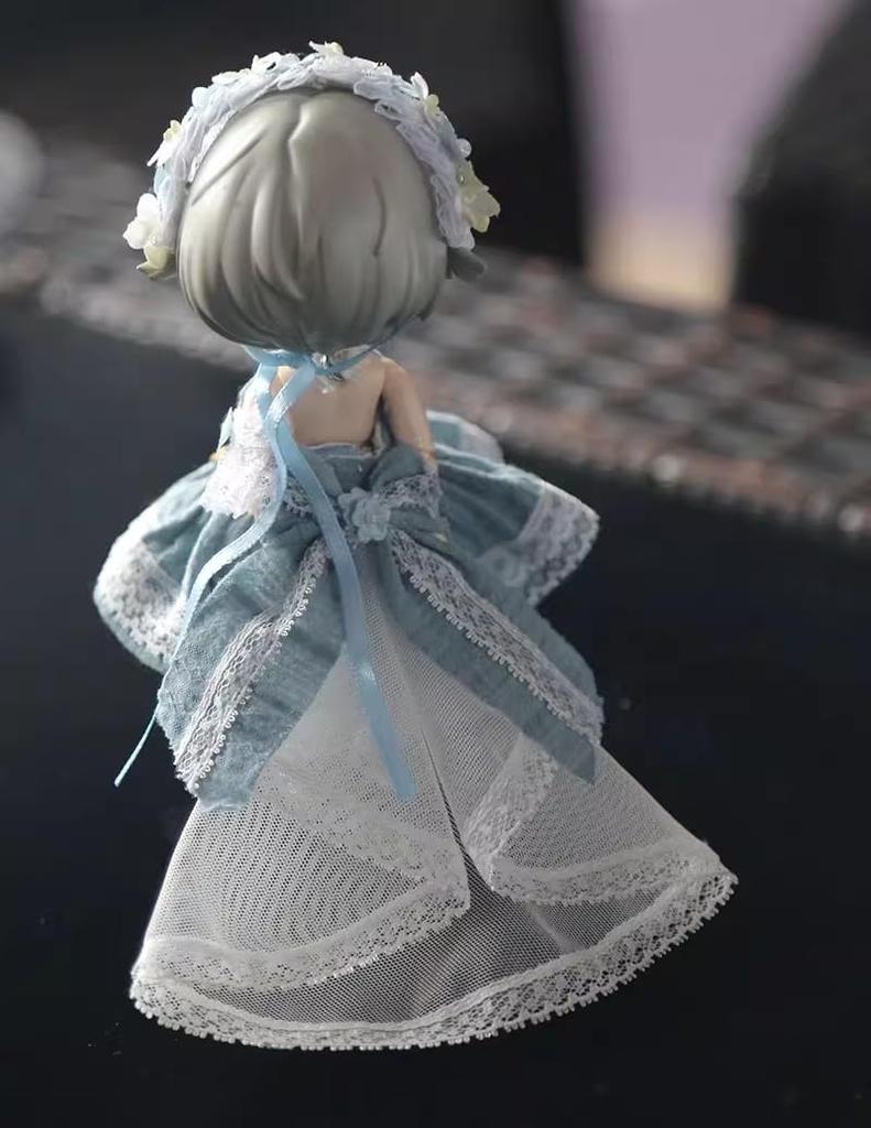 Obitsu 11 OB11 Size Outfit Set for Obitsu Dolls (11cm Body), Princess Dress, Lolita Style, Cute, 5-Piece Set (Blue Gray)