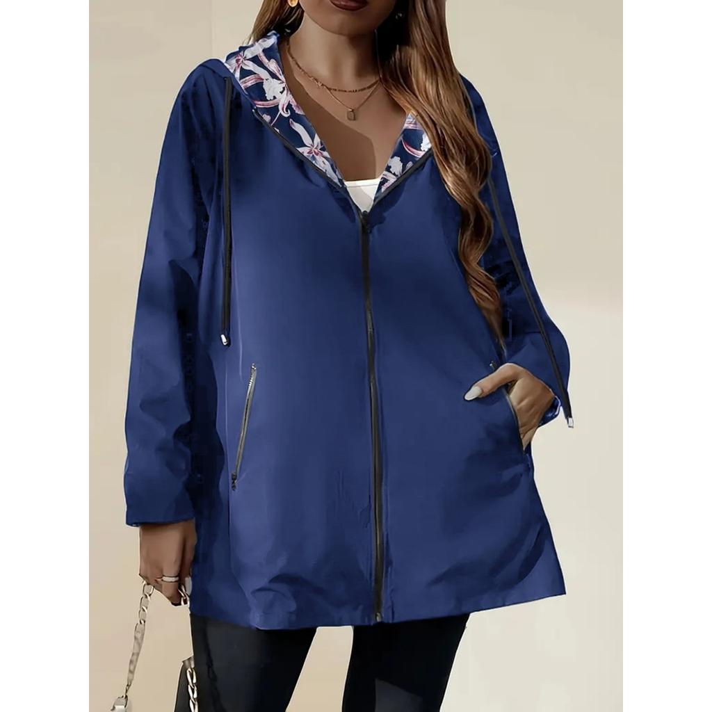 Women's Lightweight Zip-up Hooded Windbreaker Jacket Thin Outdoor Windproof Outerwear