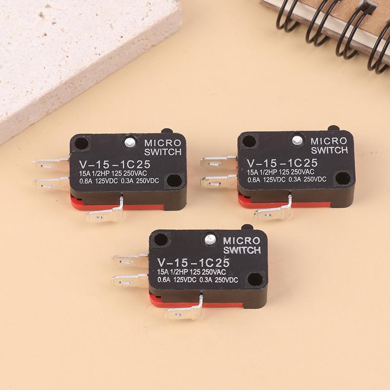 10Pcs Micro Switch V-15-1C25 Silver Point V-15-1C25 Microwave Oven Contact Switch Copper Point Tact Switch Limit Microswitch